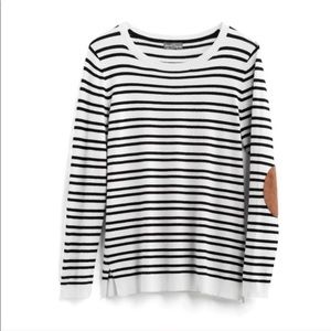“Aubree” Striped Elbow Patch Pullover